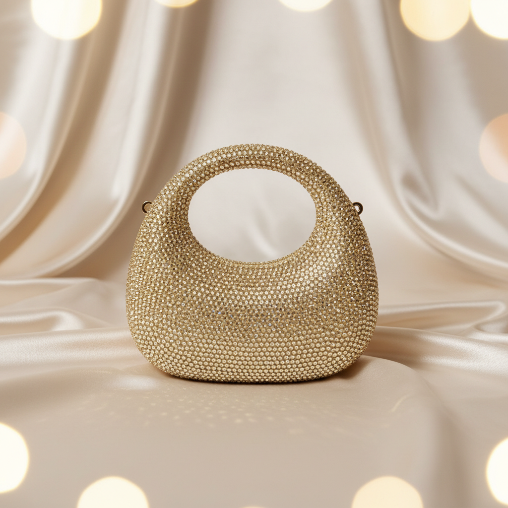 Luna Crystal Clutch- Golden