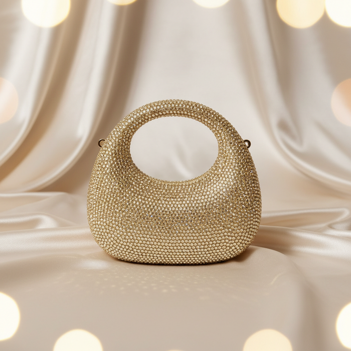 Luna Crystal Clutch- Golden