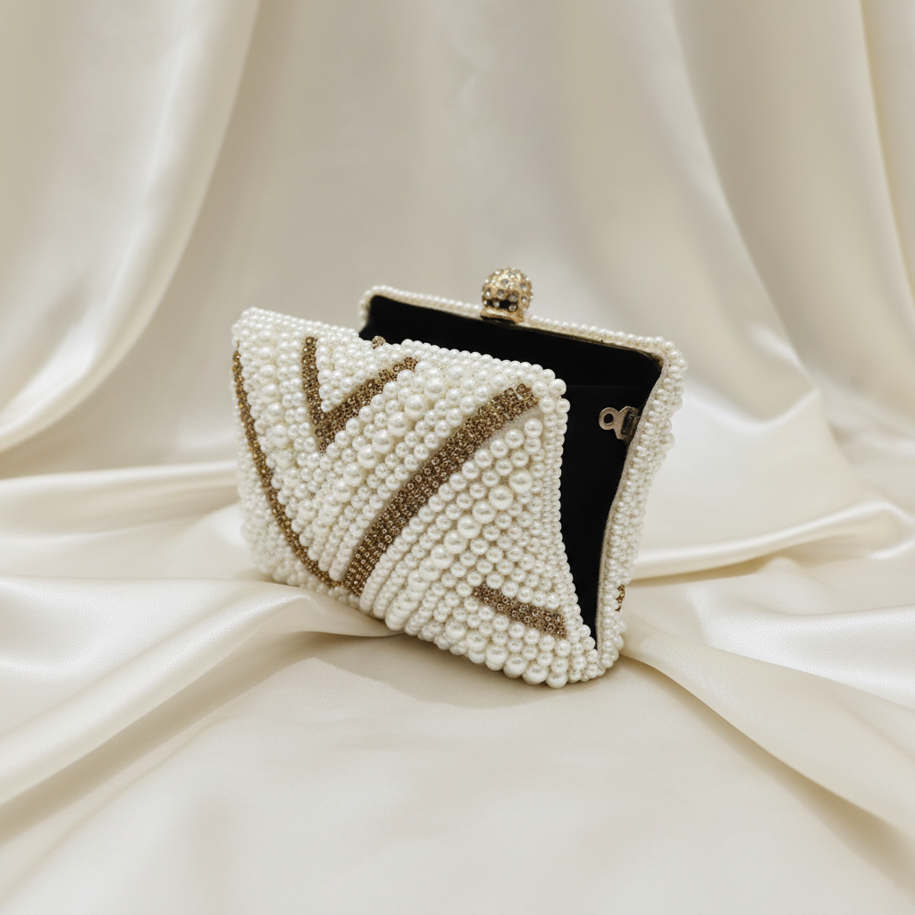 Pearl Square Clutch (White)