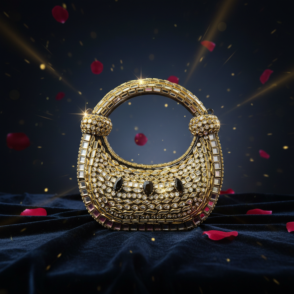 Kundan JetBlack Clutch