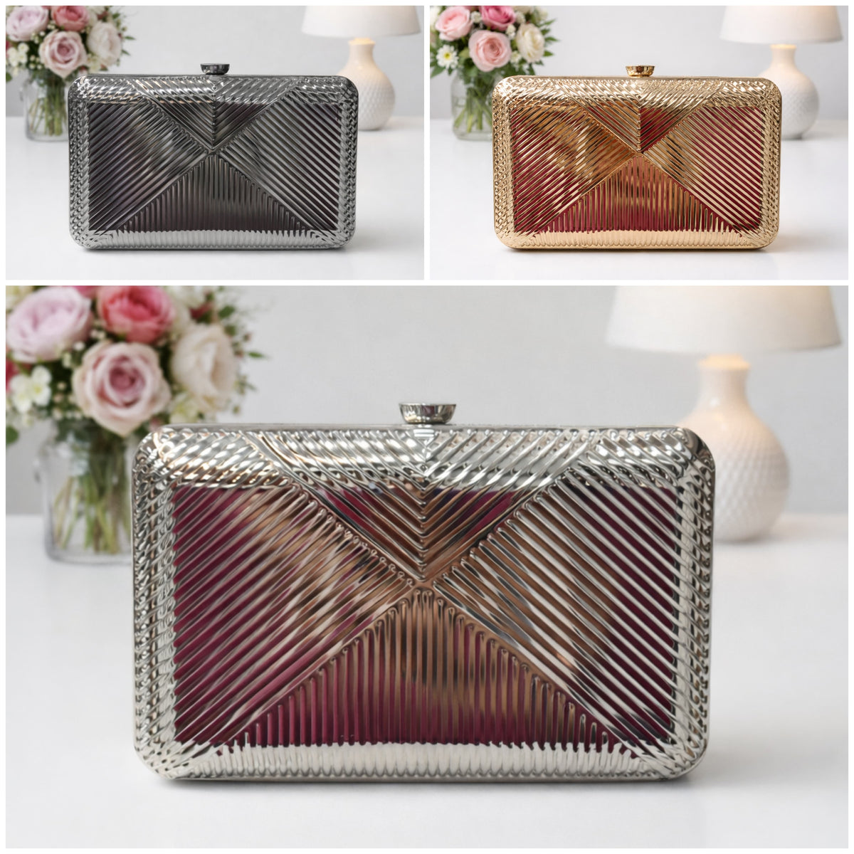 Metal Grace Clutch (Charcoal)