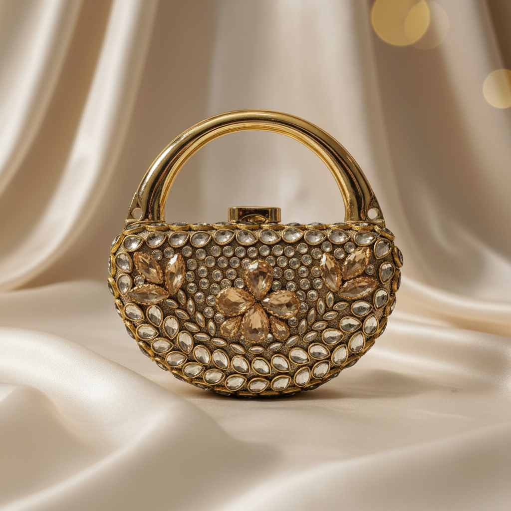 Mughlia Kundan Clutch (Gold)