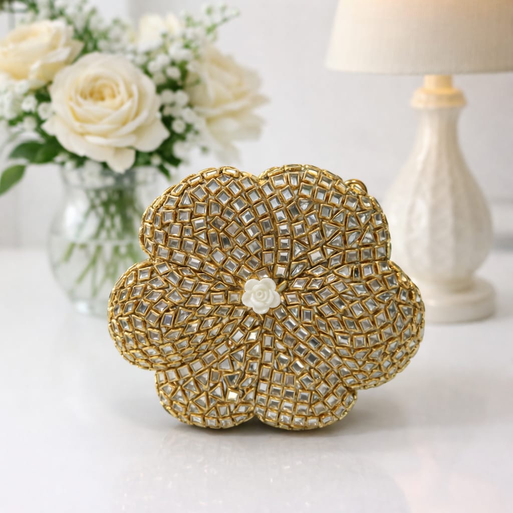 Kundan Flower Clutch (B)