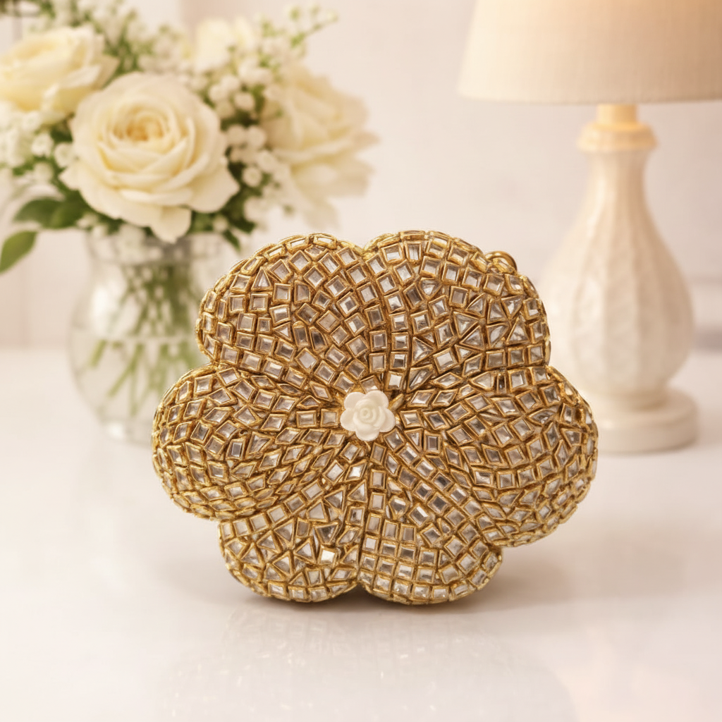 Kundan Flower Clutch (B)