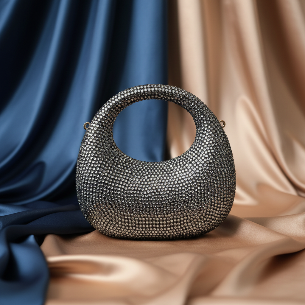 Luna Crystal Clutch- Ash Grey