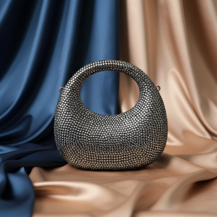 Luna Crystal Clutch- Ash Grey