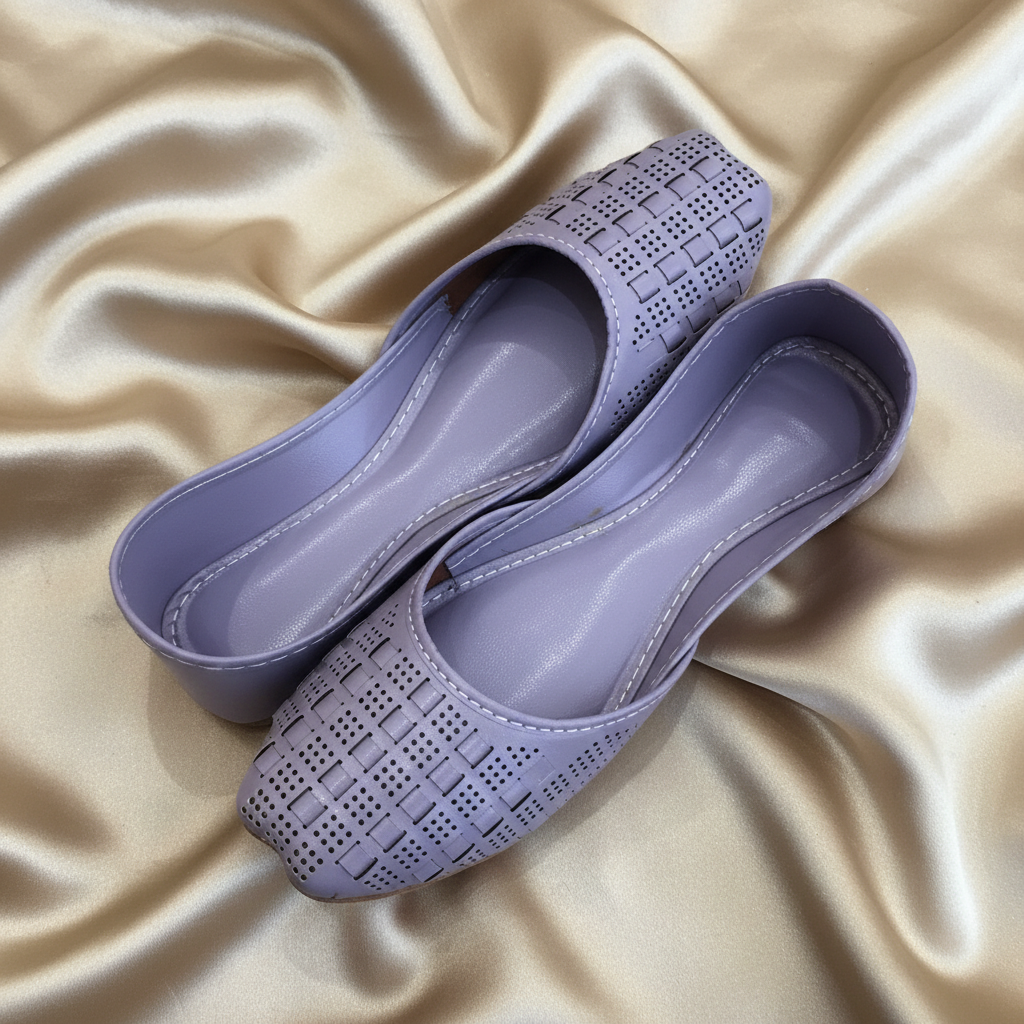 Chikankari Khussa-Lavender