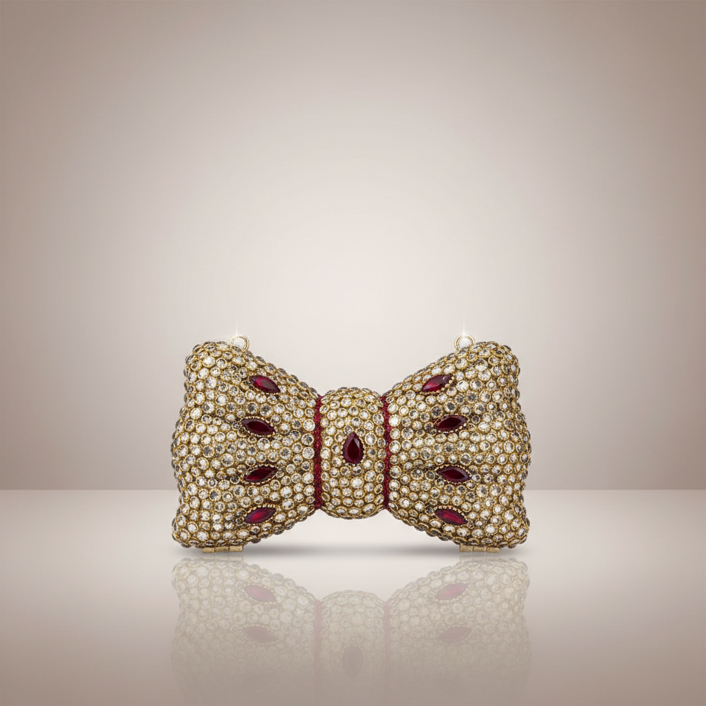 Kundan Bow Clutch (Red)