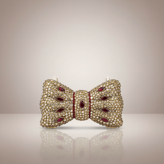 Kundan Bow Clutch (Red)