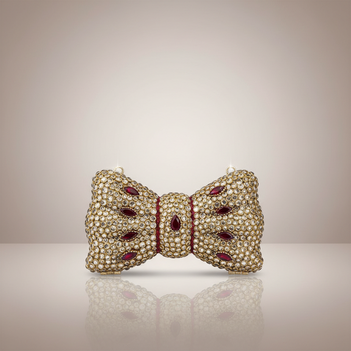 Kundan Bow Clutch (Red)