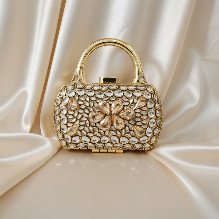 Nawabi Kundan Clutch (Gold)