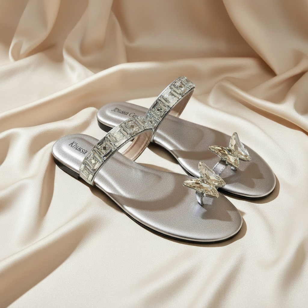 Buttery Kundan Flat(Silver)