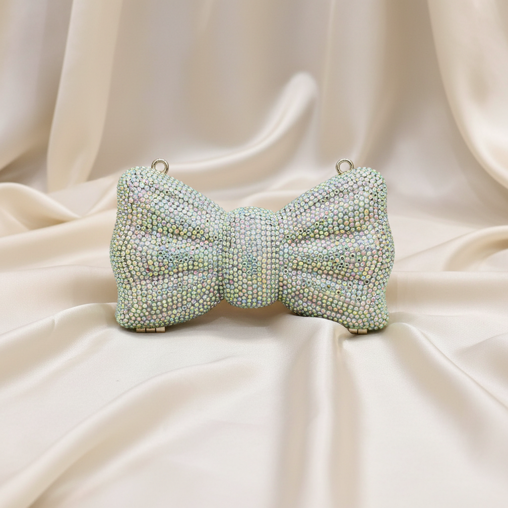 Rhinestone Bowelle Crystal Clutch- Aurora