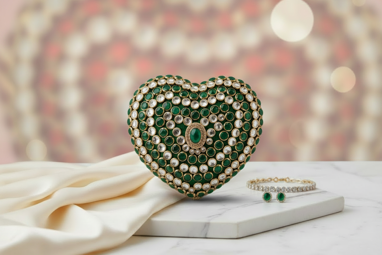 Crystal Heart Clutch (Emerald)