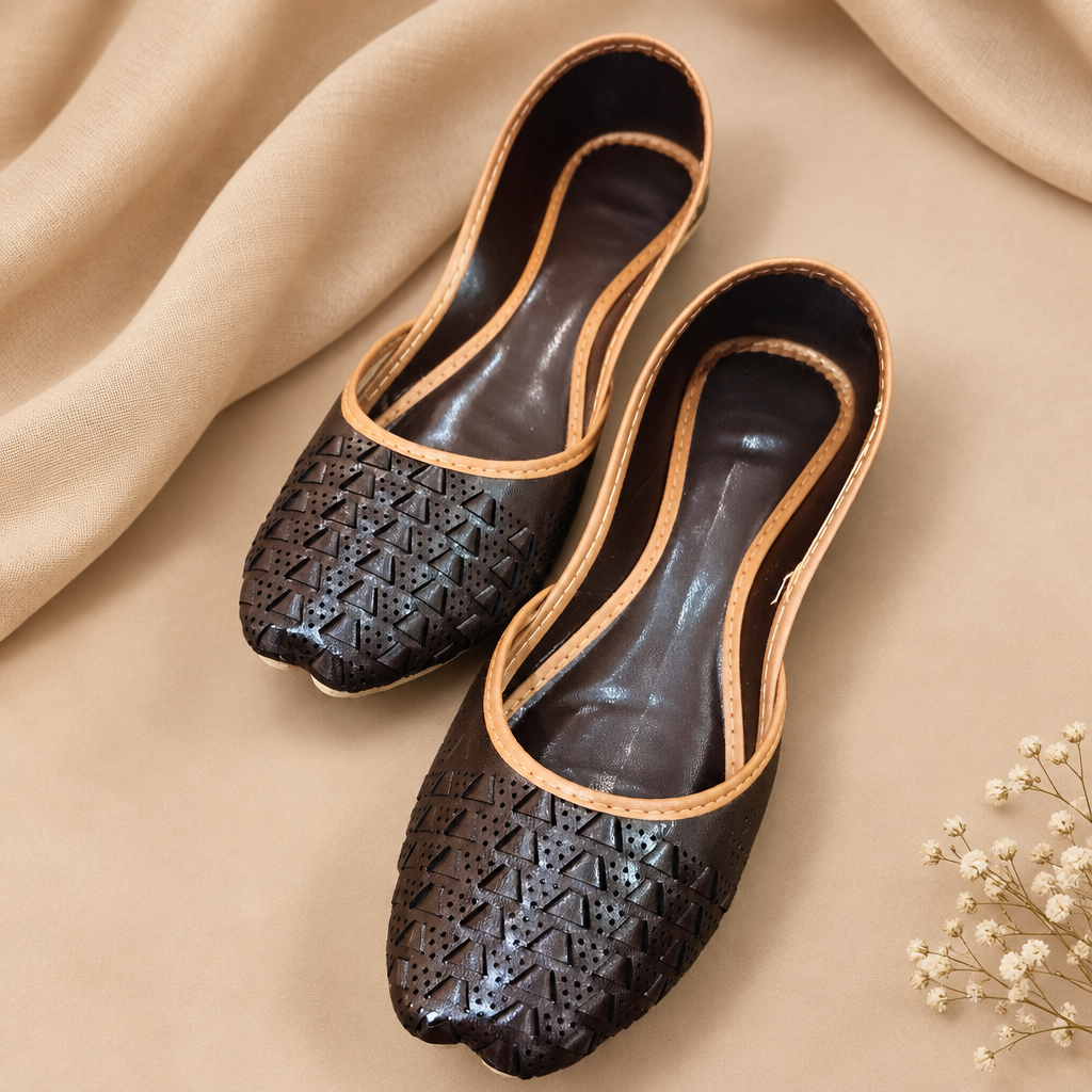 Chikankari Khussa-Choco Brown
