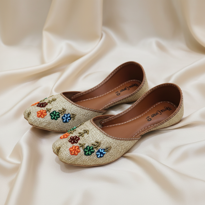 Floral Jute khussa(Nude)