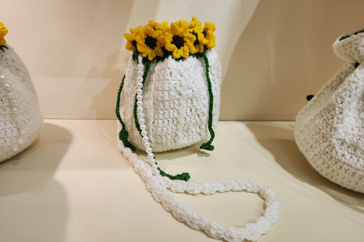 Sunflower Crochet Khussa & Potli Combo
