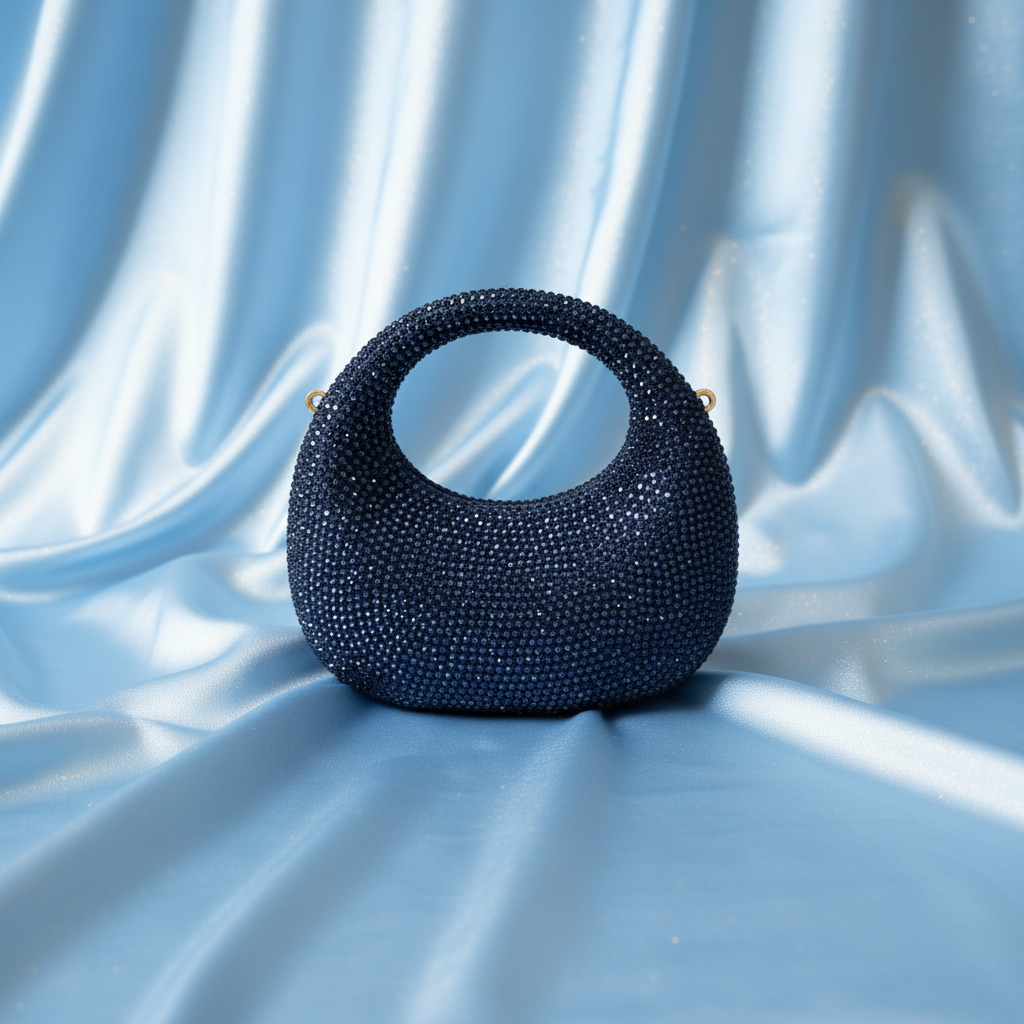 Luna Crystal Clutch- Navy Blue