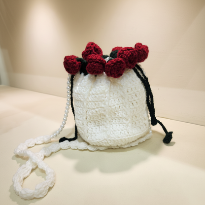 Rose Crochet Potli (Red)