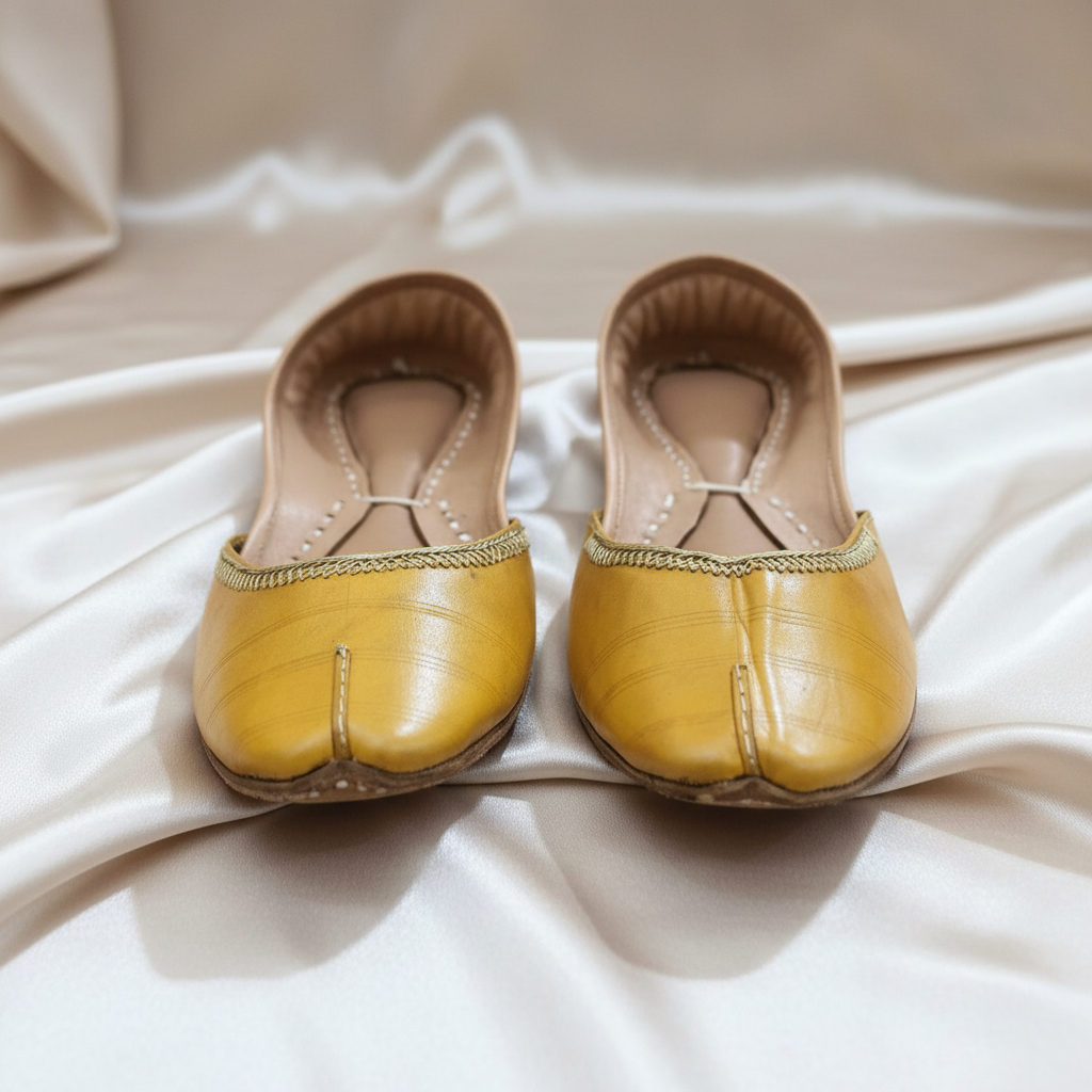 Yellow Zari Leather