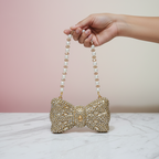 Kundan Bow Clutch (Rose Gold)