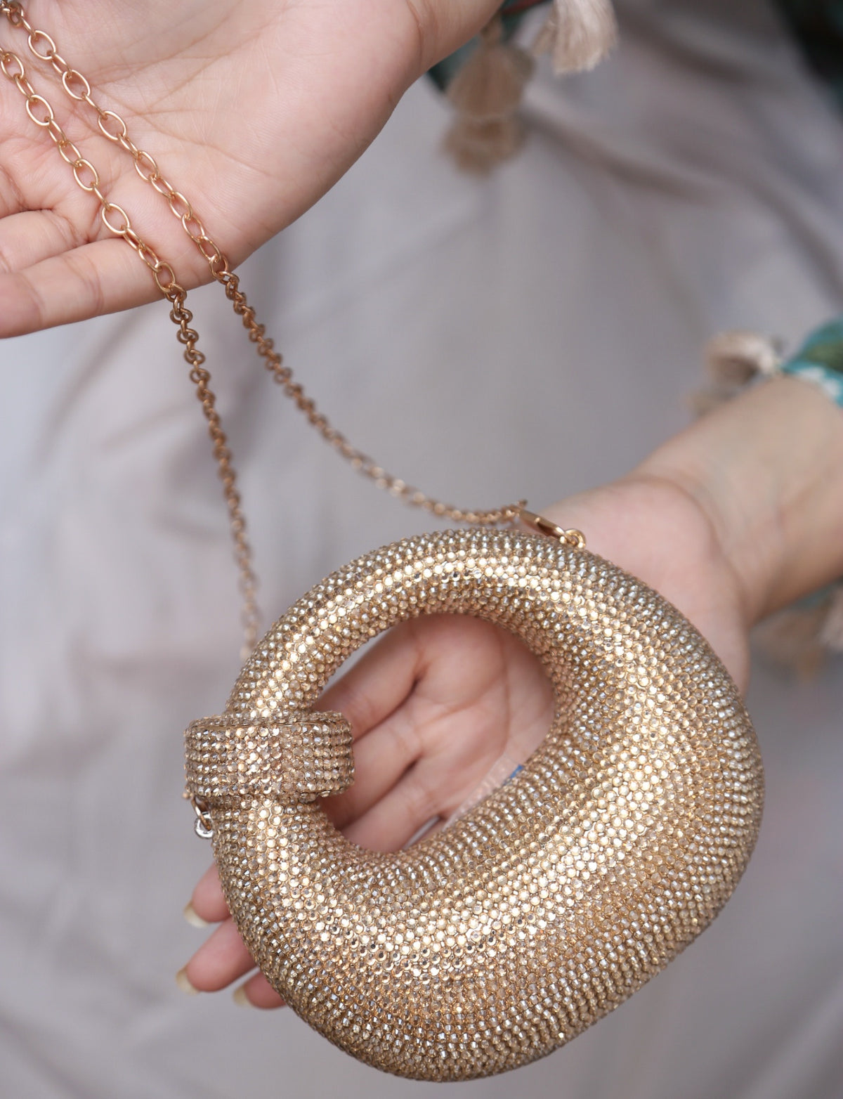 Lumio Crystal Clutch- Golden