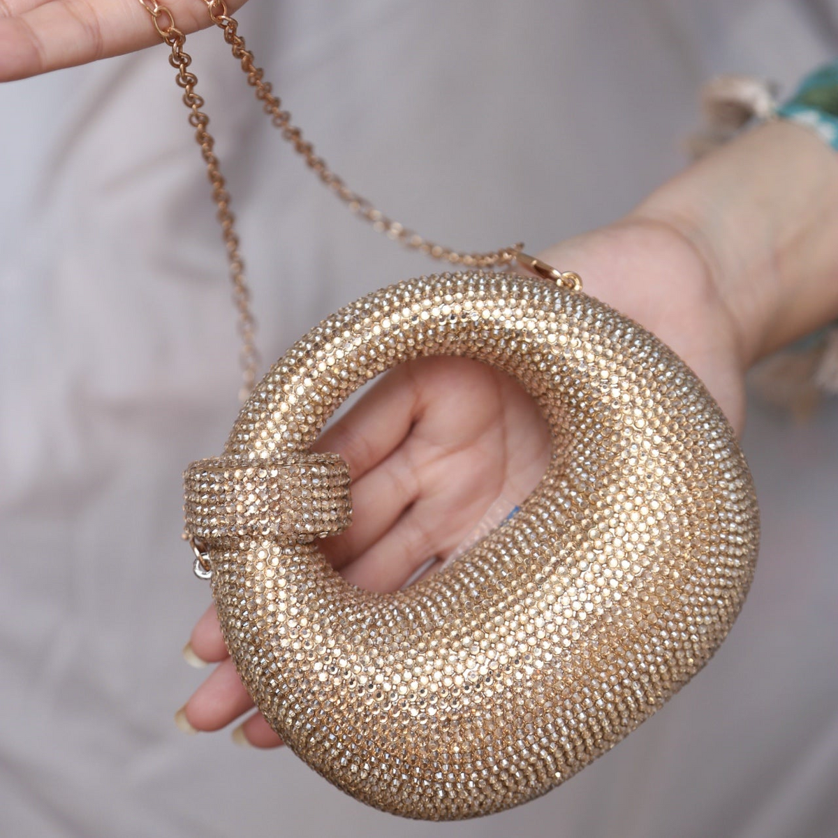 Lumio Crystal Clutch- Golden