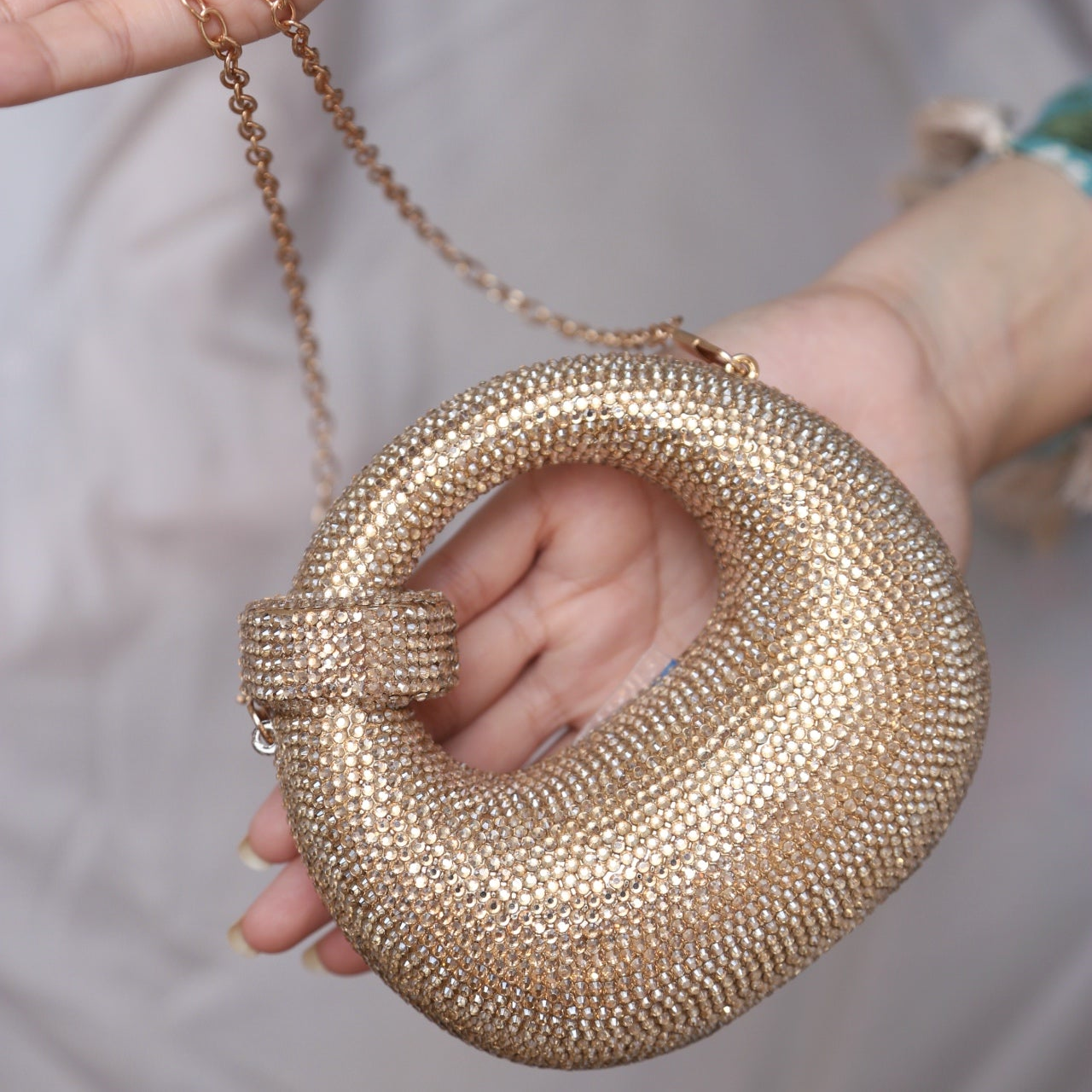 Lumio Crystal Clutch- Golden