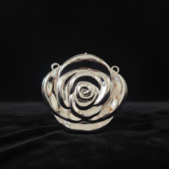 Metal Rose Clutch (Silver)