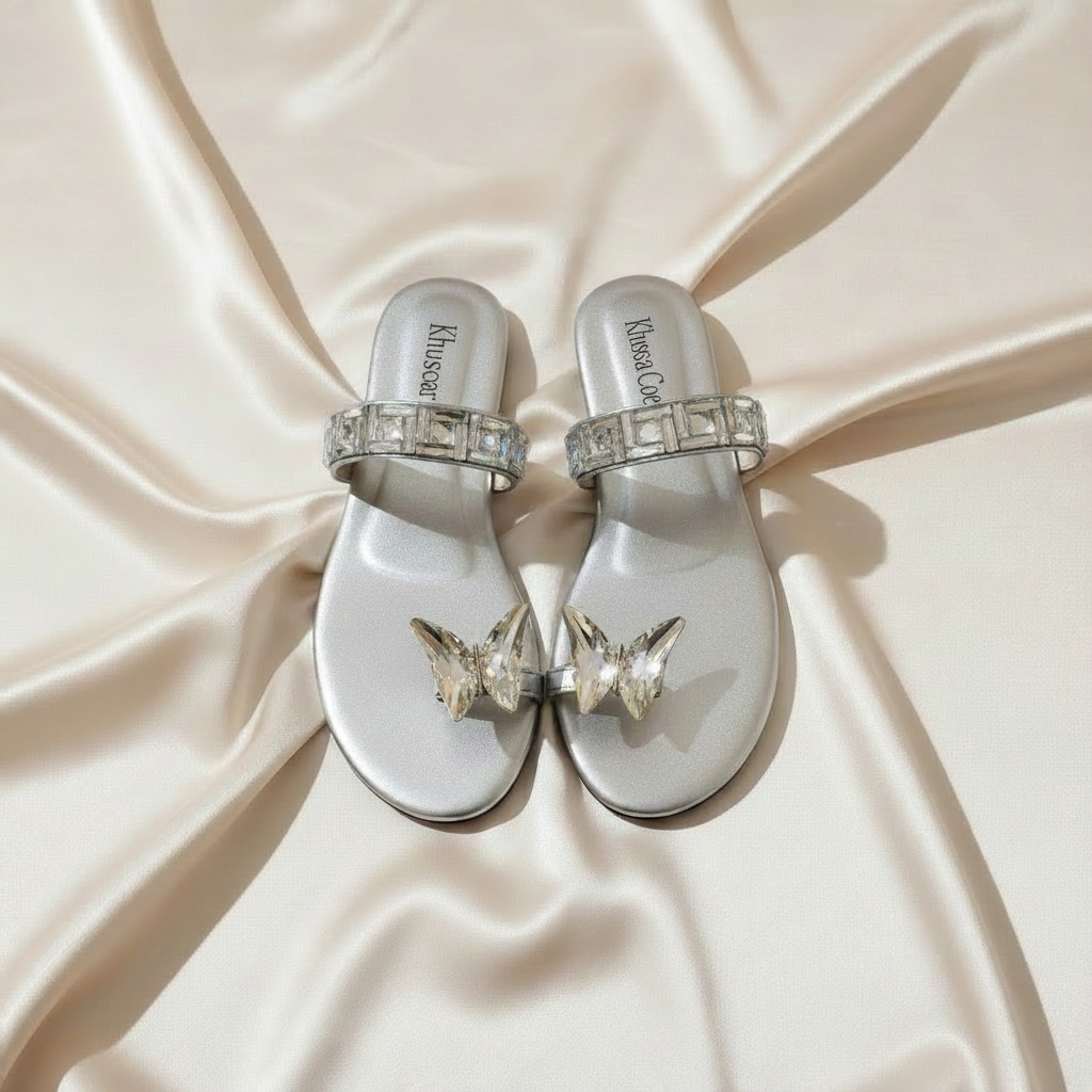 Buttery Kundan Flat(Silver)