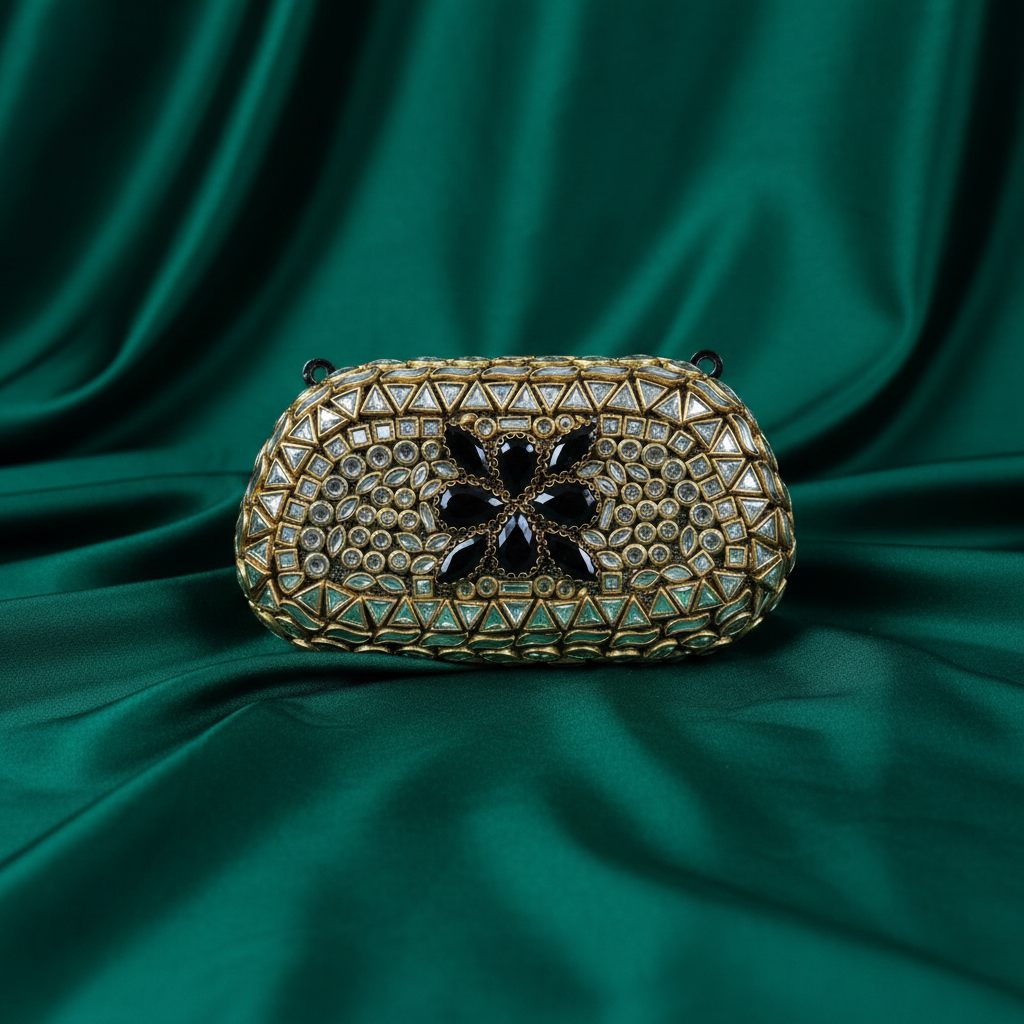 Kundan Capsule MiniClutch (Black)