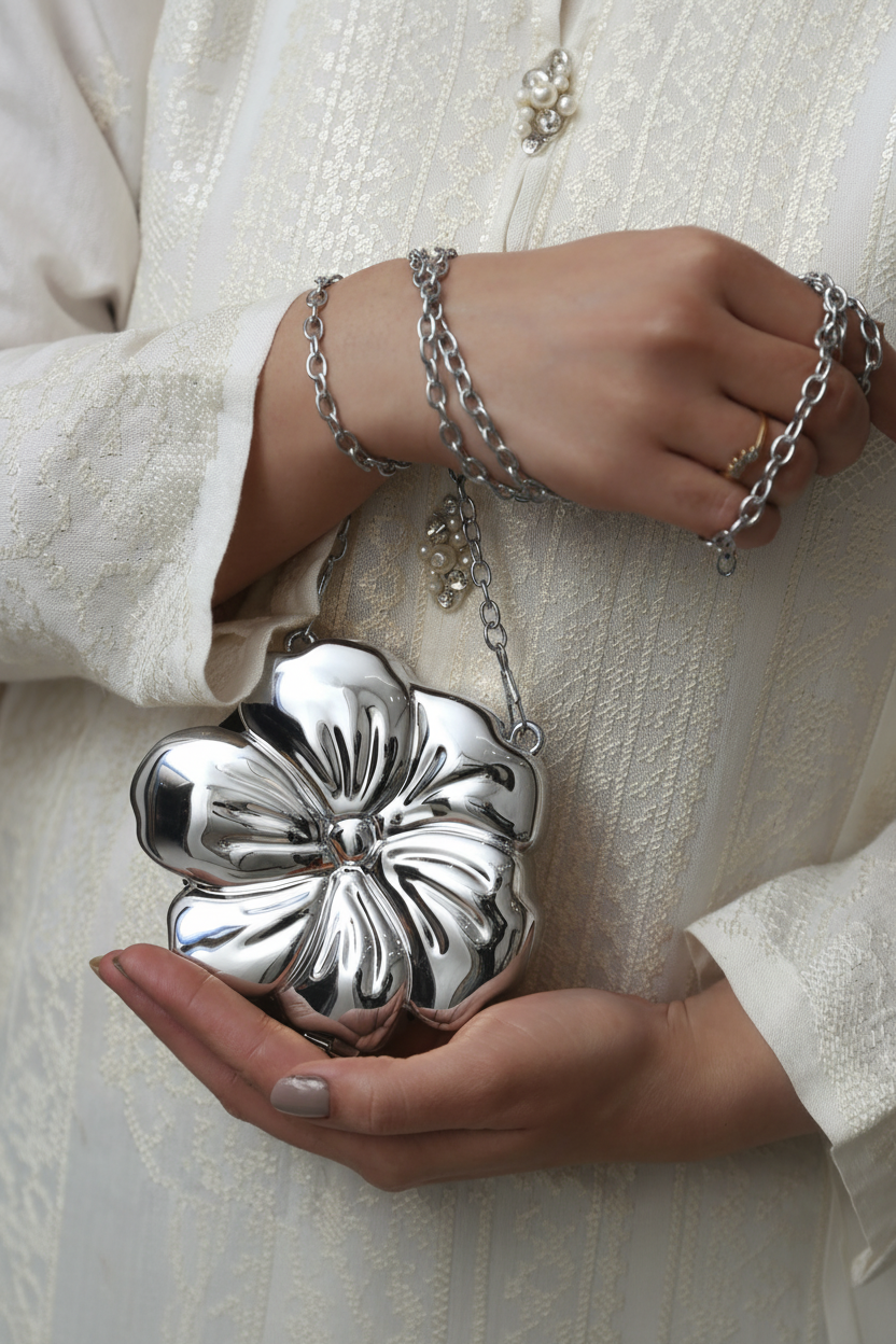 Silver Flower MiniBag