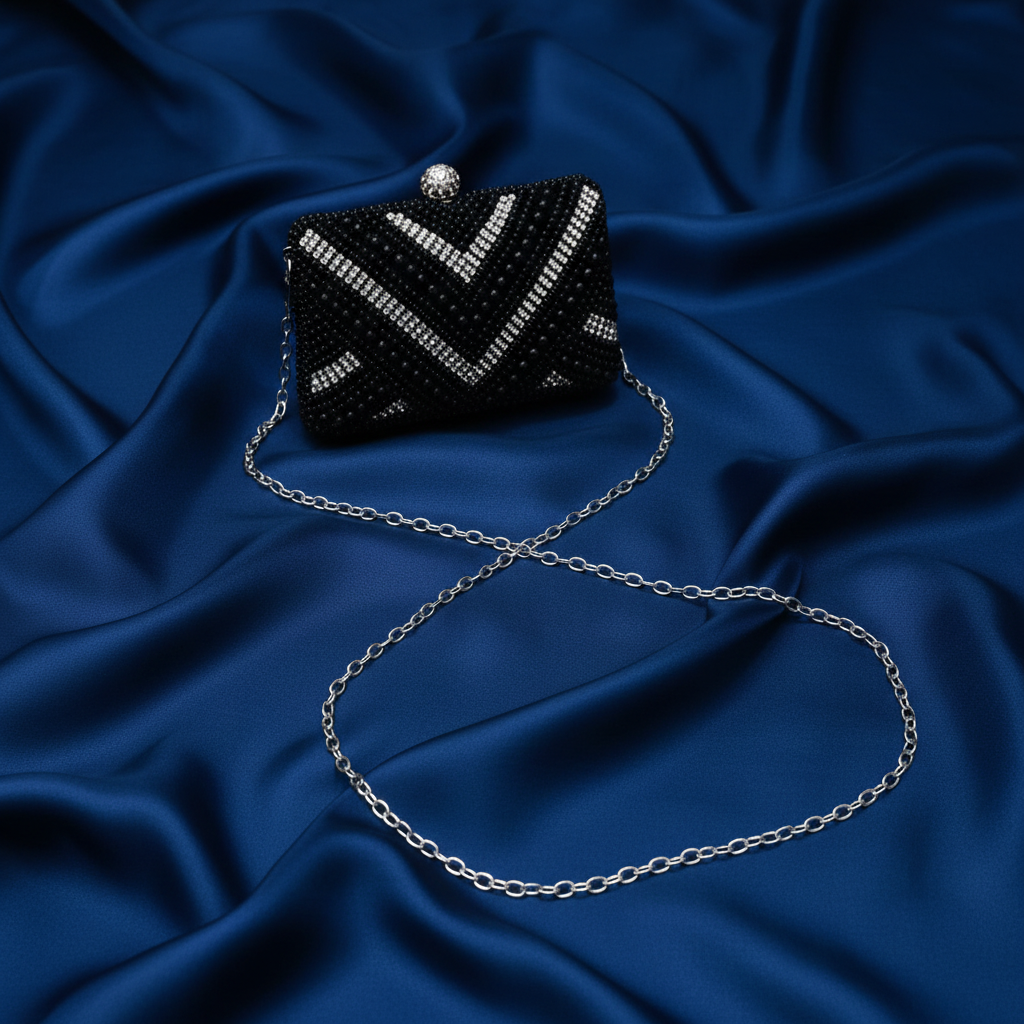 Pearl Square Clutch (Black)