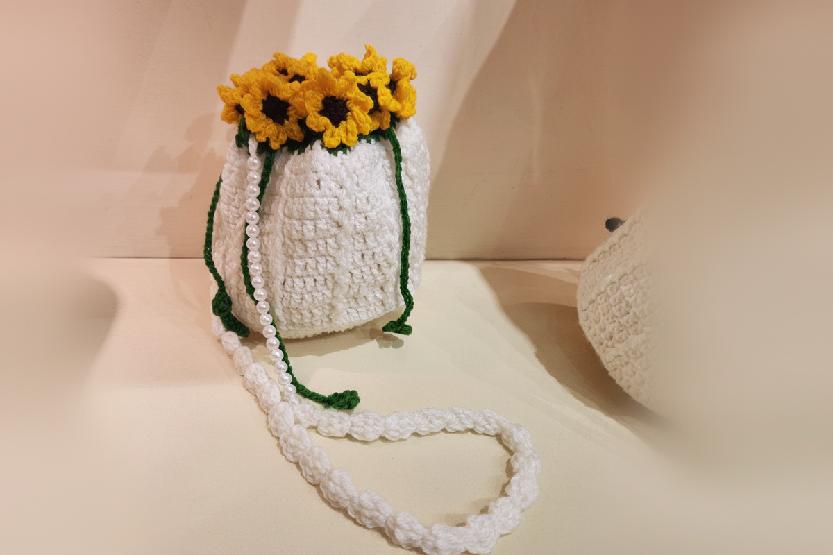 Sunflower Crochet Khussa & Potli Combo