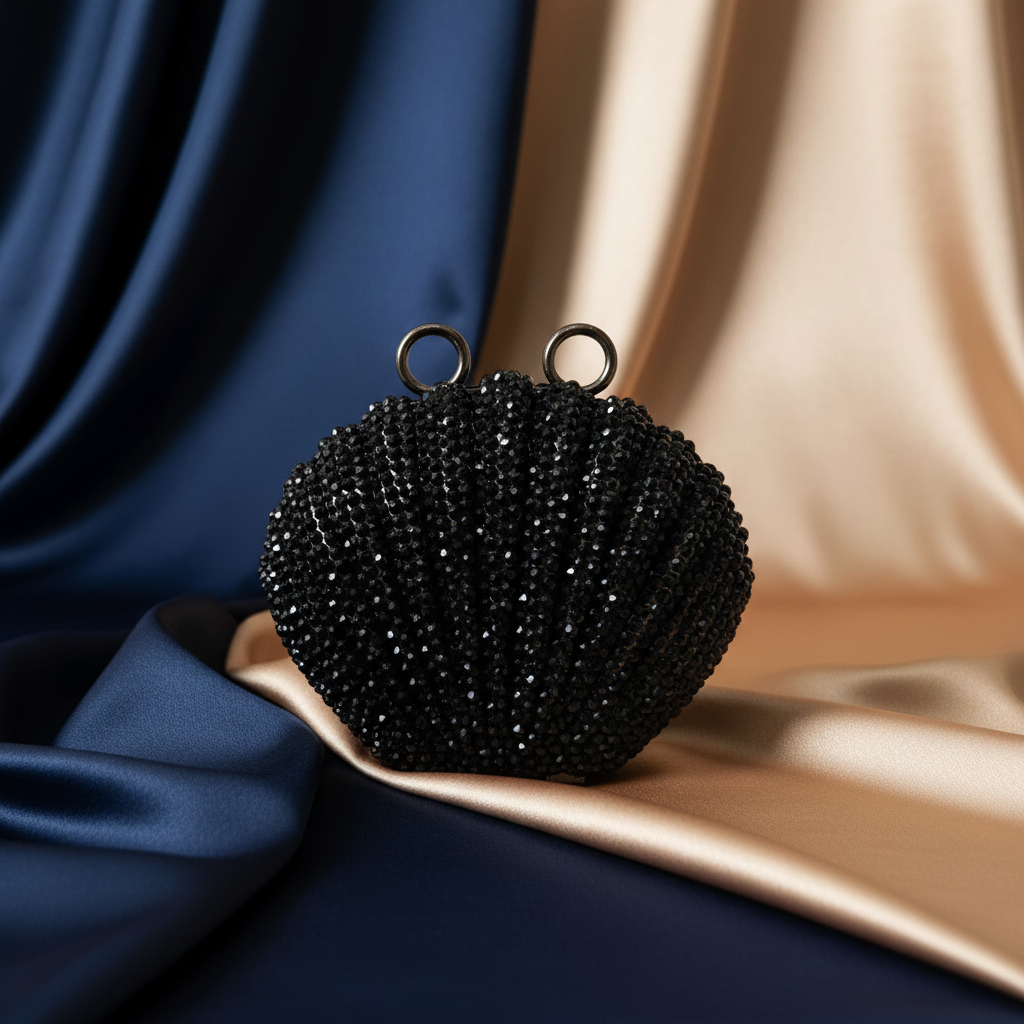 Shellena Crystal Clutch- Black
