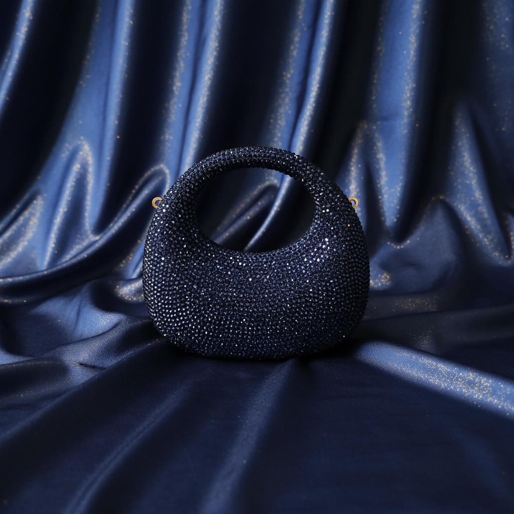 Luna Crystal Clutch- Navy Blue