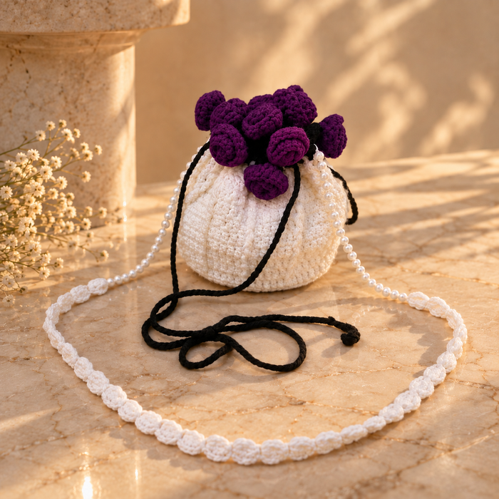 Rose Crochet Potli (Purple)
