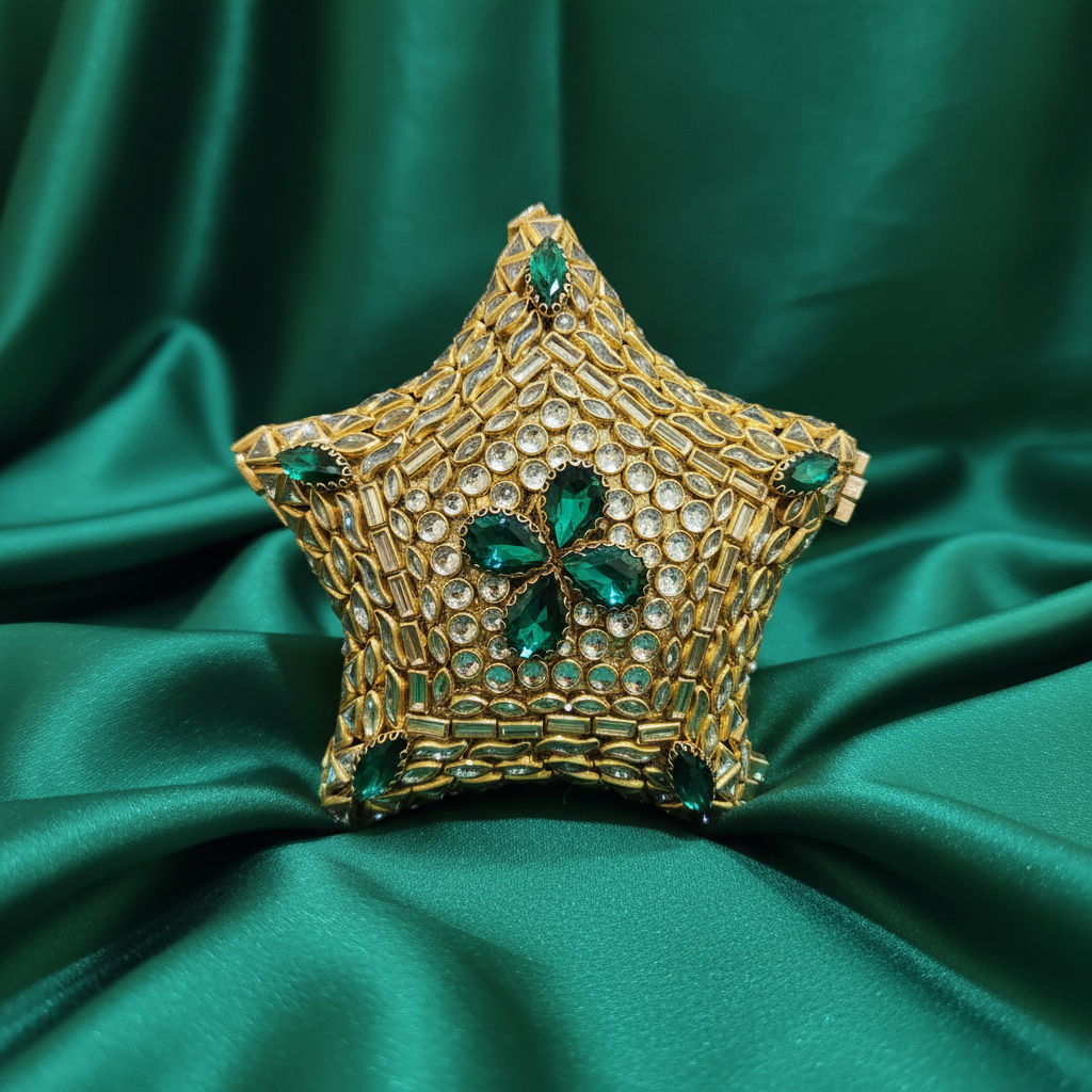 Kundan Sitaara Clutch (Emerald)