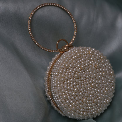Pearl Ring Clutch (White)