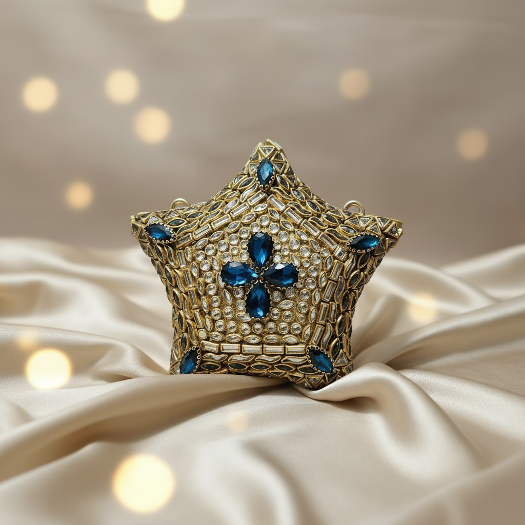 Kundan Sitaara Clutch (Sapphire)