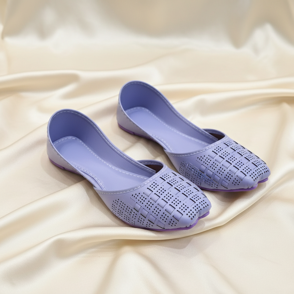Chikankari Khussa-Lavender