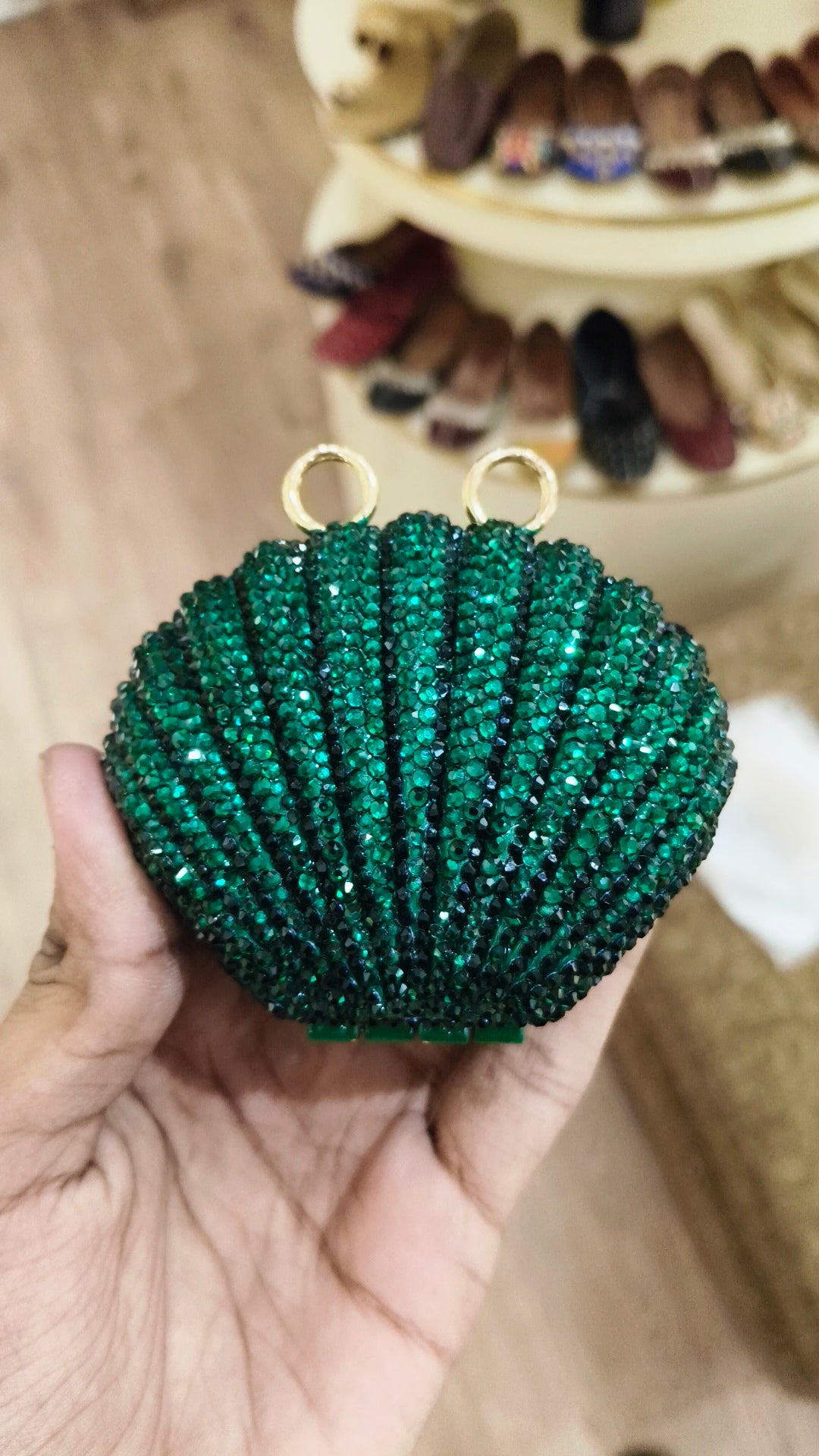 Shellena Crystal Clutch-Emerald Green