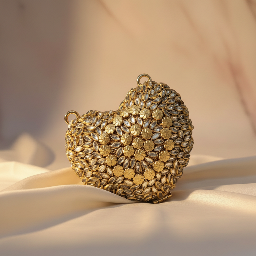 Kundan Heart Clutch (D)