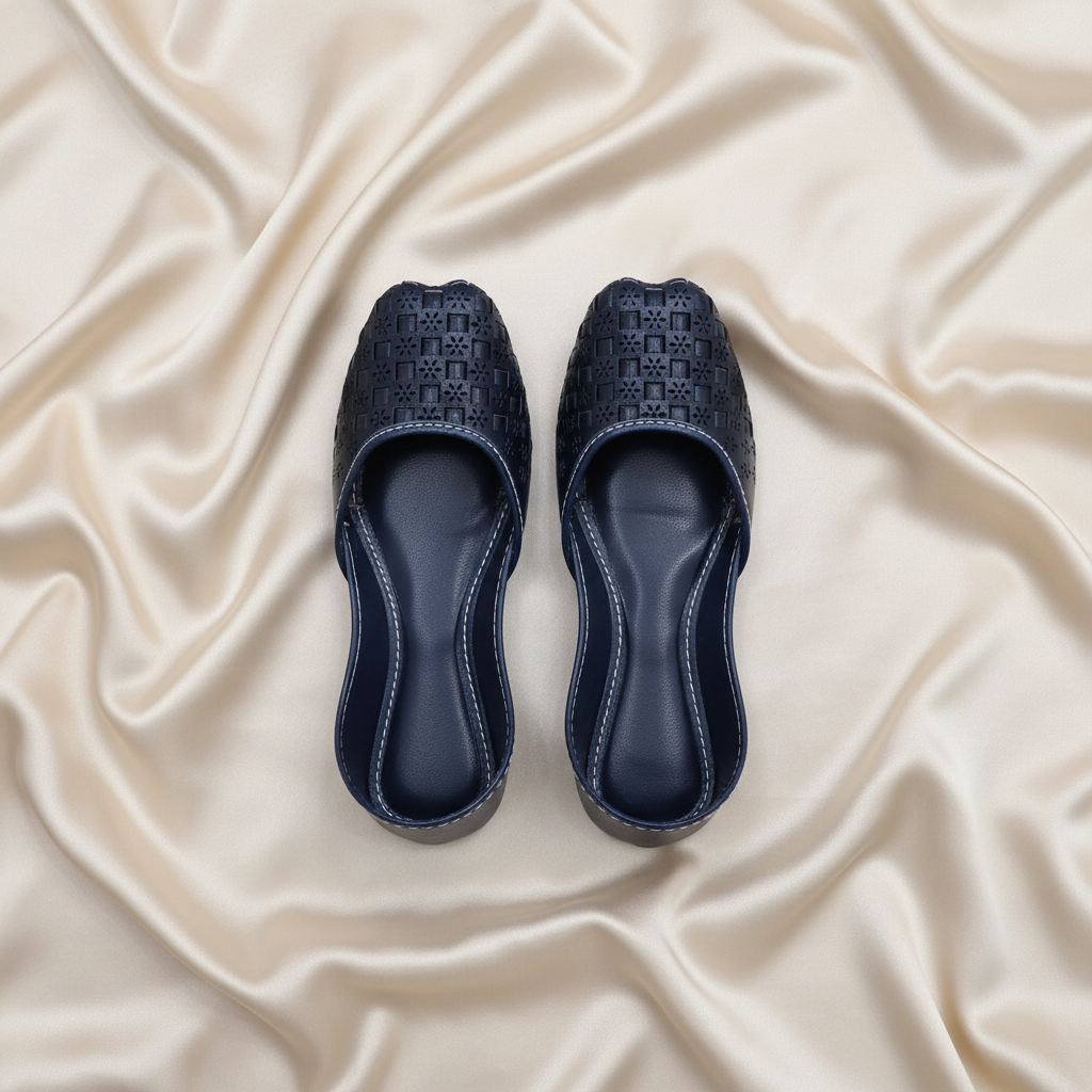 Chikankari Khussa-Dark Navy