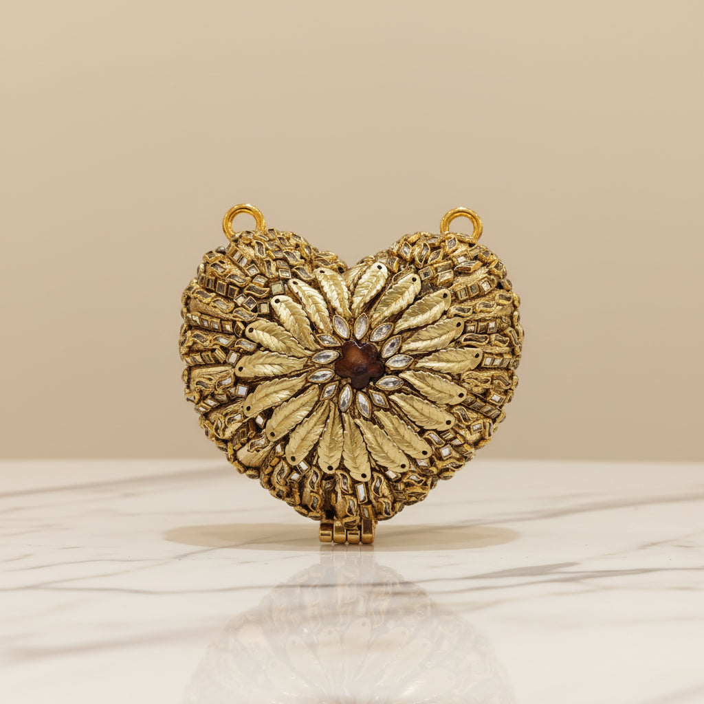 Kundan Heart Clutch (B)