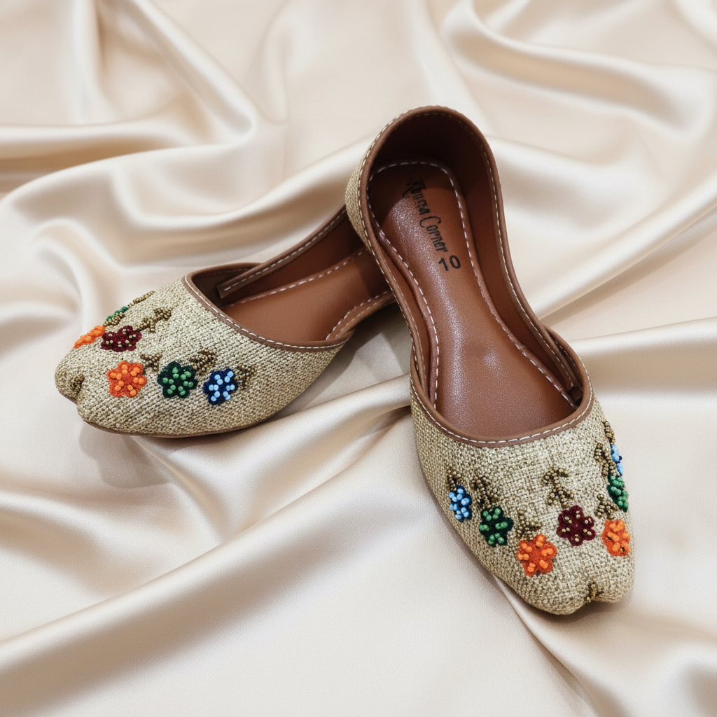 Floral Jute khussa(Nude)