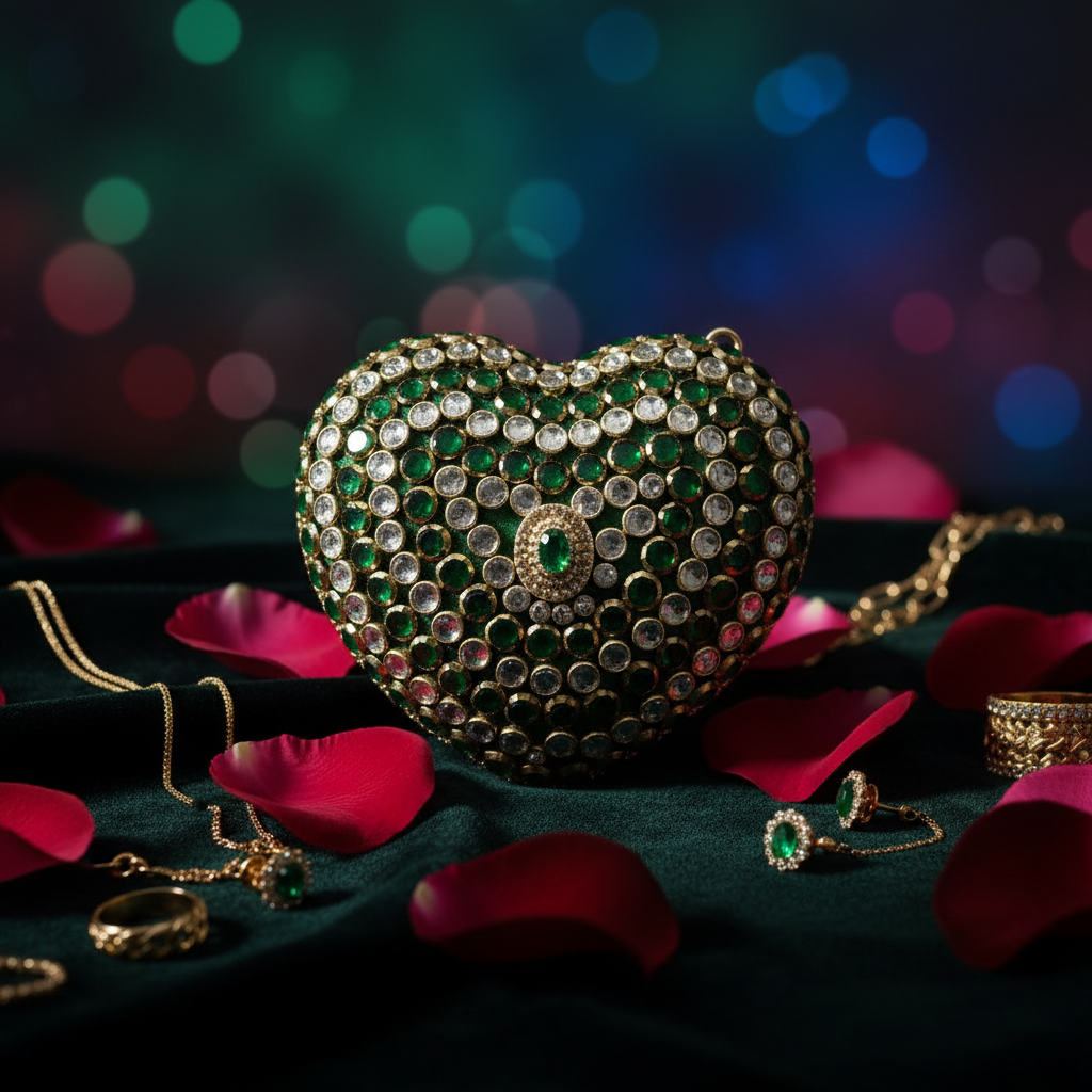 Crystal Heart Clutch (Emerald)