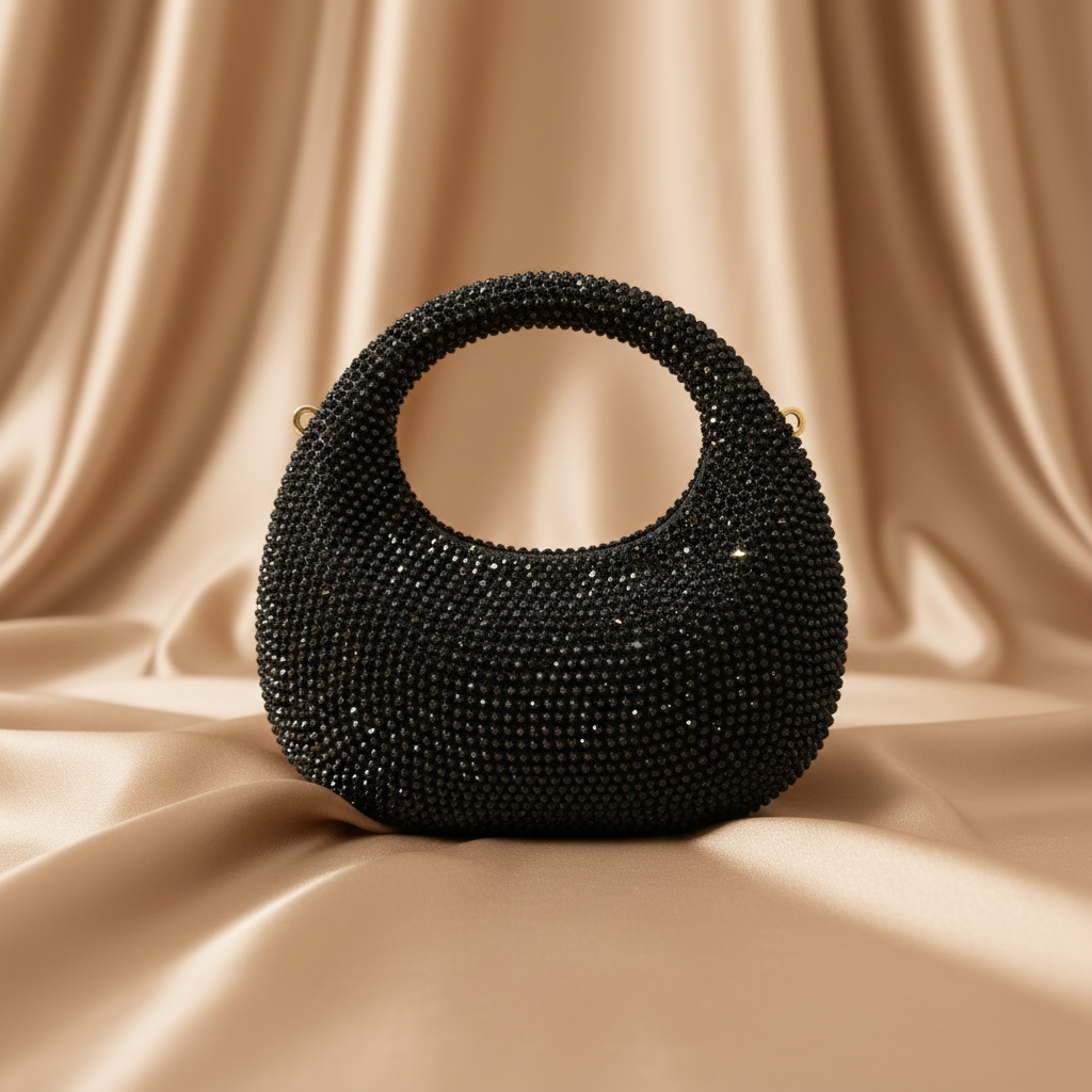 Luna Crystal Clutch- Black