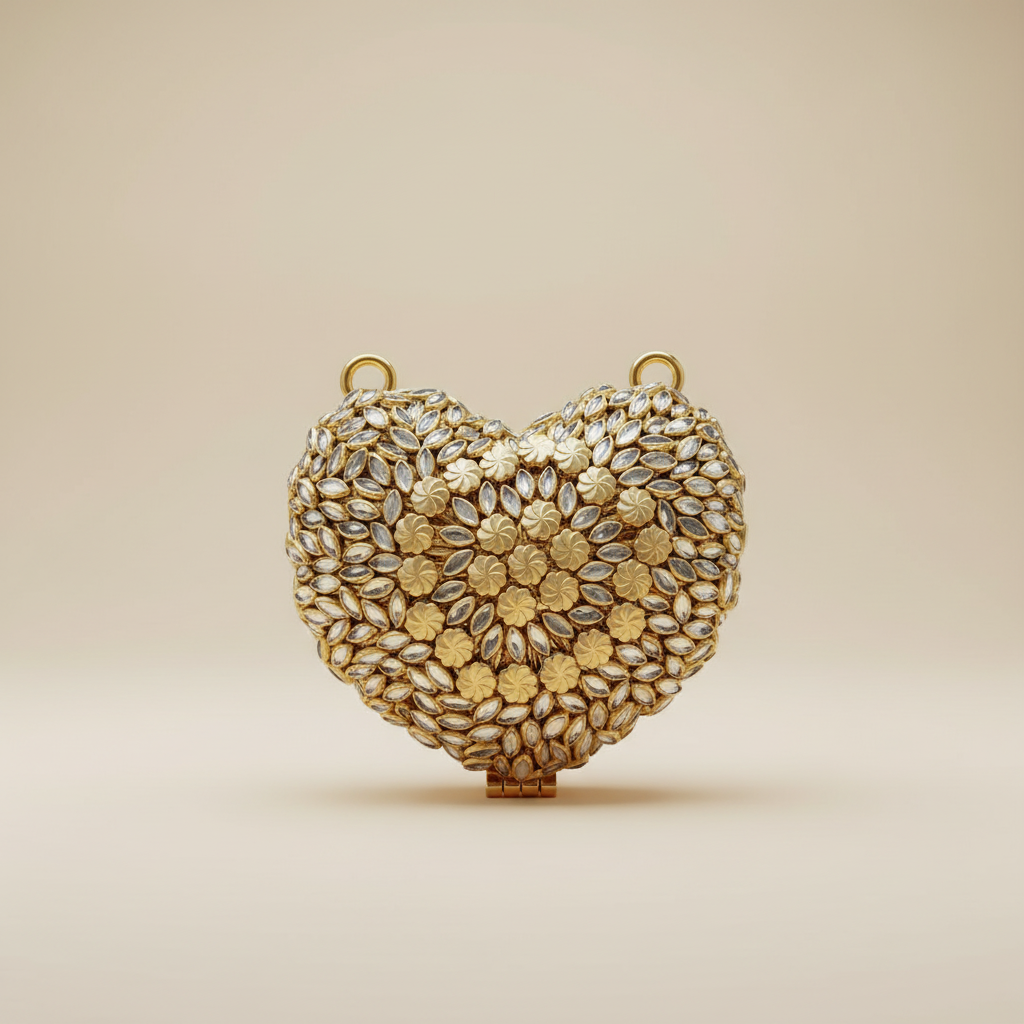 Kundan Heart Clutch (D)