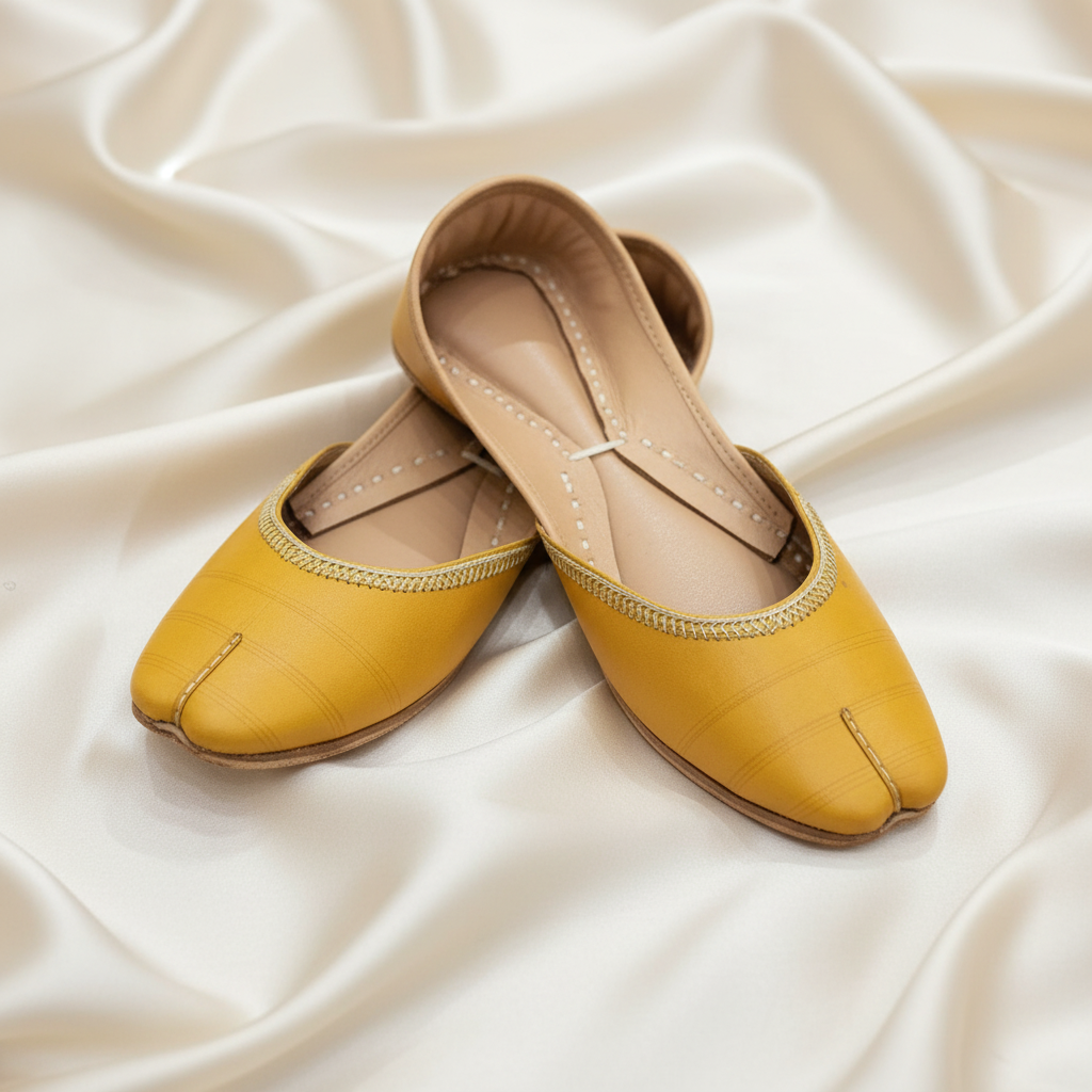 Yellow Zari Leather